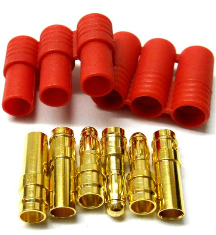 C0117 RC 3.5mm Gold Connectors Red Housings Male Female - Asymmetrical x 1 Set