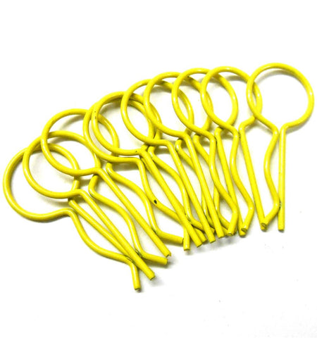 L11036 1/10 Scale Body Shell Cover Post Clips Large Loop x 10 Light Yellow 30mm