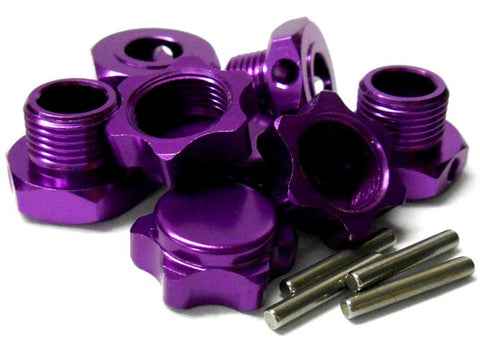 T10062 1/8 RC Buggy M17 17mm Alloy Wheel Hubs Adapter Nut Pin Purple x 4